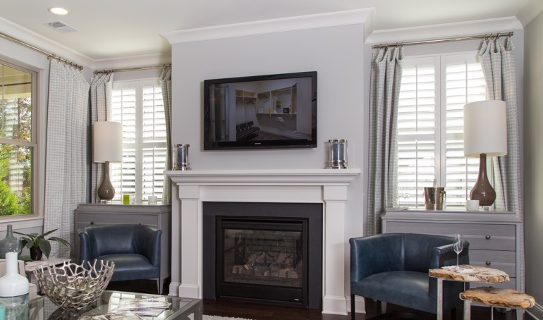 Philadelphia mantle with plantation shutters.